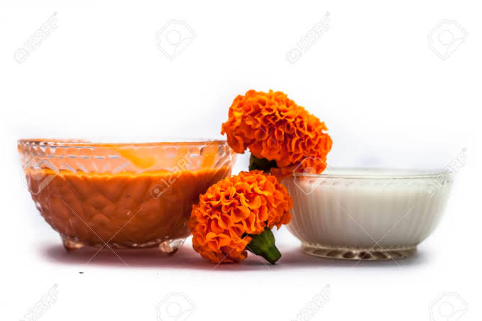 Raw milk and marigold face masks