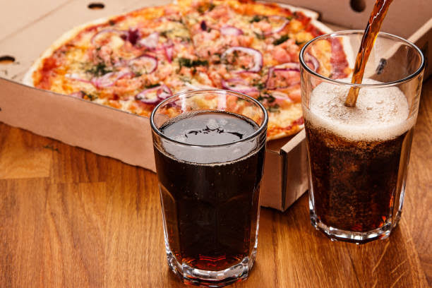 Pizza and soda combination 