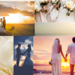 Beige And White Clean Grid Wedding Photo Collage 1240 x 700 px